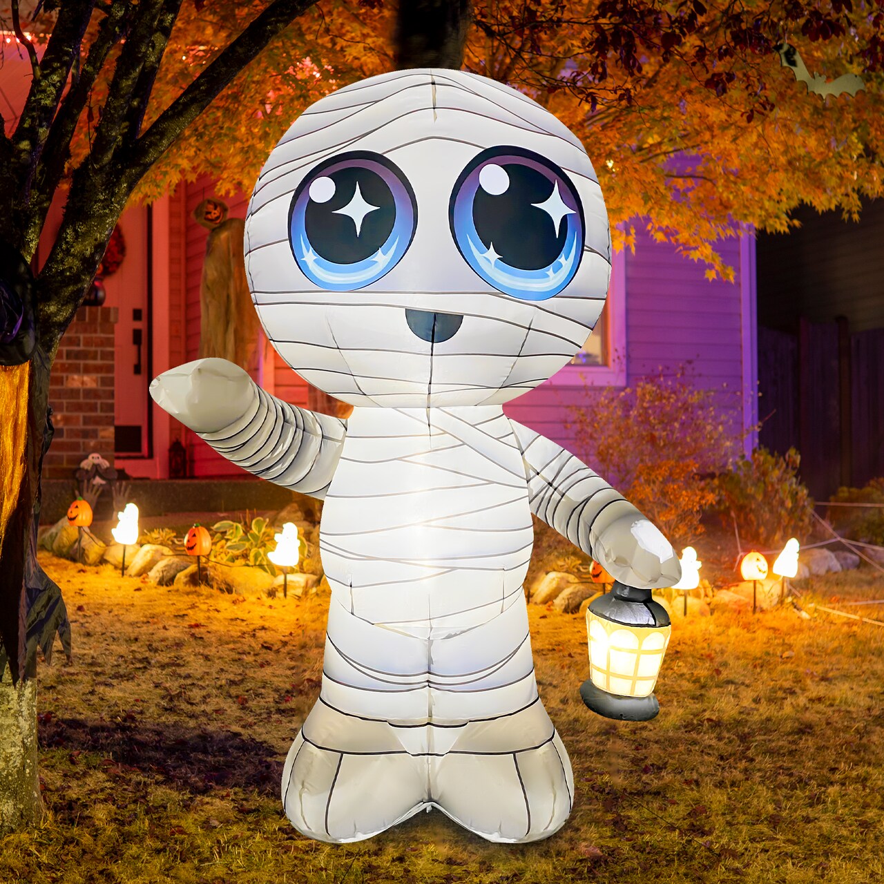 GOOSH 5.2FT Inflatable Cute Mummy with Lantern – Light-Up Halloween Yard Decoration